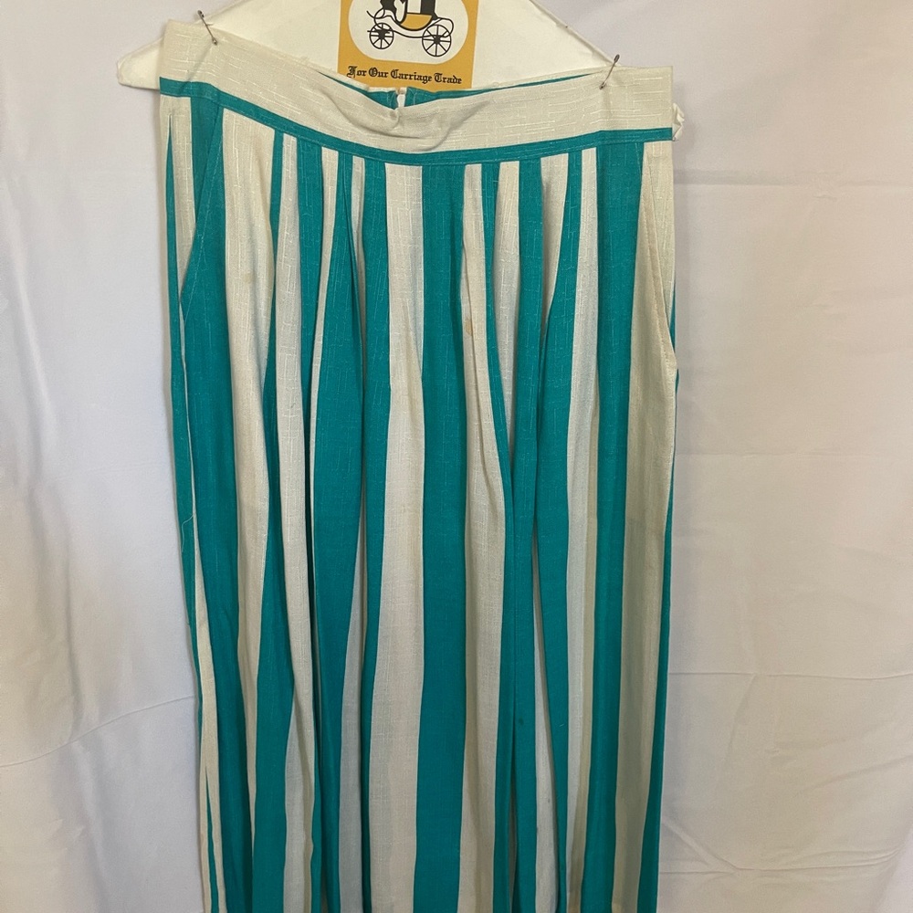 Teal and White Striped Skirt